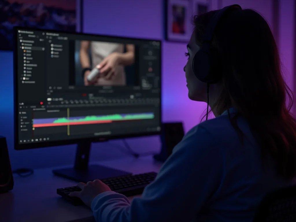 En musikvågform under en videotidslinje