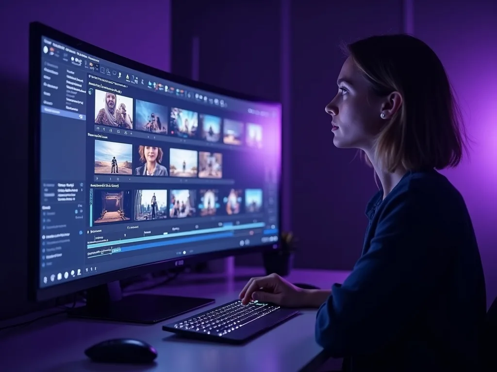 En skaber der instruerer AI-genererede scener, der samles til et storyboard