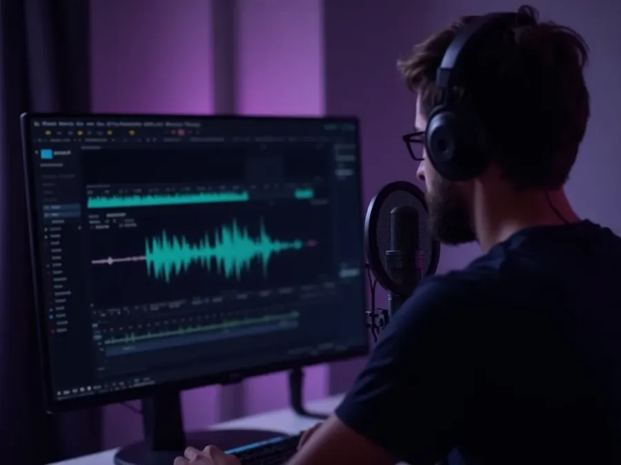 Egy podcast hullámformája, amely feliratozott, függőleges klippé alakul