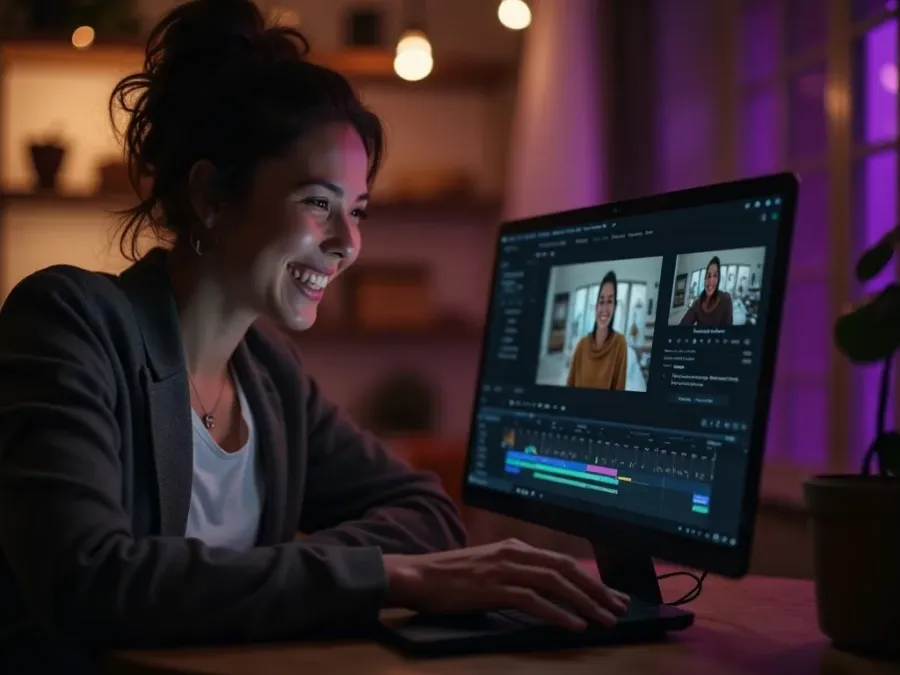Chủ boutique đang tạo video quảng bá cửa hàng trên laptop