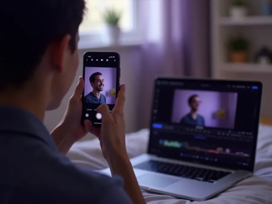 Một video đánh giá sản phẩm kiểu điện thoại đang được tạo
