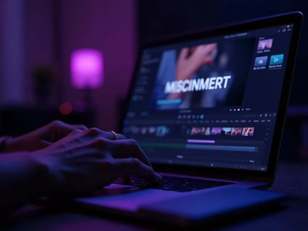 Napsaná věta rozkvétá do video scén na notebooku