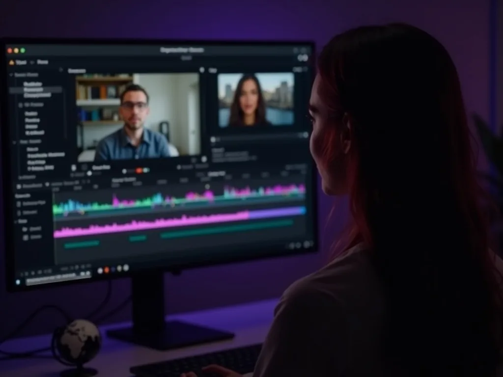 En talking-head-video med oversatte undertekstspor stablet under den